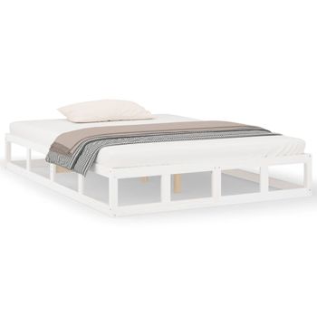 Estructura De Cama De Madera Maciza Blanco 150x200 Cm Vidaxl