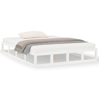 Estructura De Cama De Madera Maciza Blanca 140x190 Cm Vidaxl