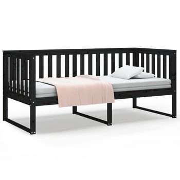 Sofá Cama Madera Maciza De Pino Negro 90x200 Cm Vidaxl