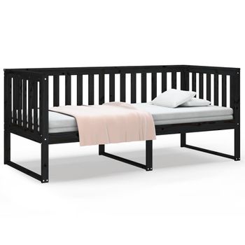 Sofá Cama Madera Maciza De Pino Negro 90x190 Cm Vidaxl