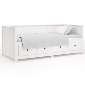 Sofá Cama Madera Maciza De Pino Blanco 90x200 Cm Vidaxl