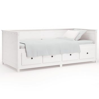 Sofá Cama Madera Maciza De Pino Blanco 80x200 Cm Vidaxl