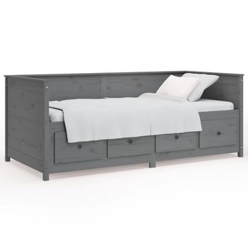 Sofá Cama Madera Maciza De Pino Gris 90x190 Cm Vidaxl