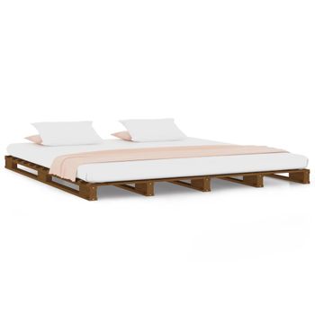 Cama De Palets Madera De Pino Marrón Miel King Size 150x200 Cm Vidaxl