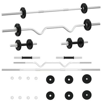 Juego De Barras Y Mancuernas De 30 Kg Hierro Fundido Vidaxl