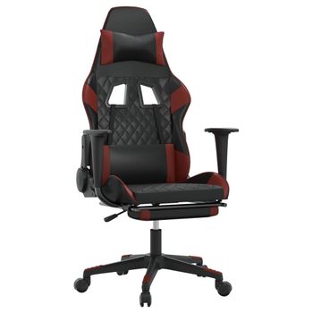 Silla Gaming Masaje Reposapiés Cuero Sintético Negro Rojo Tinto Vidaxl