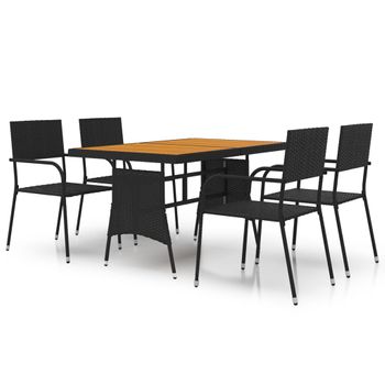 Juego De Comedor De Jardín 5 Piezas Ratán Sintético Negro Vidaxl