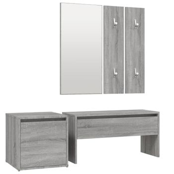 Set De Muebles De Recibidor Madera Contrachapada Gris Sonoma Vidaxl