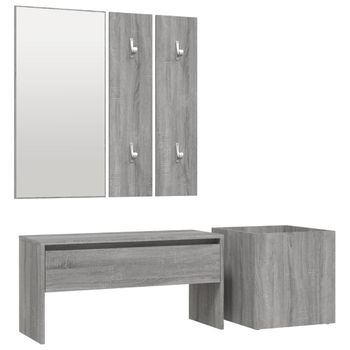 Set De Muebles De Recibidor Madera Contrachapada Gris Sonoma Vidaxl