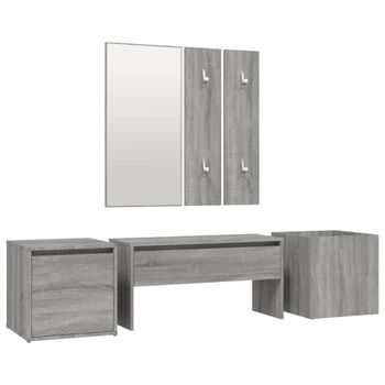 Set De Muebles De Recibidor Madera Contrachapada Gris Sonoma Vidaxl