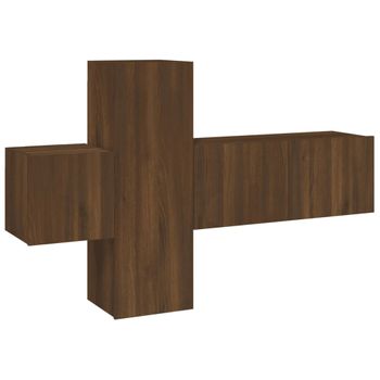 Set De Muebles Para Tv 3 Pzas Madera Contrachapada Roble Marrón Vidaxl