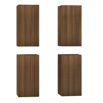 Muebles Tv 4 Uds Madera Contrachapada Marrón Roble 30,5x30x60cm Vidaxl