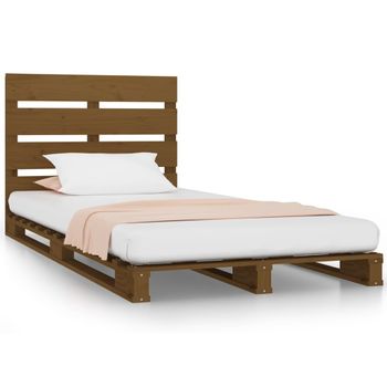 Estructura De Cama Madera Maciza Pino Marrón Miel 100x200 Cm Vidaxl