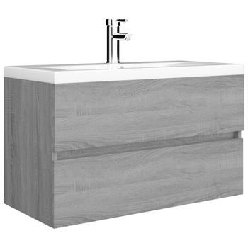 Mueble De Baño Suspendido Fondo Reducido, 2 Cajones Con Cierre Amortiguado  Y Lavabo Cerámico, 80 Cm - Island Mate - Tirador Cromo Brillo con Ofertas  en Carrefour