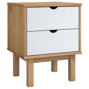 Mesita De Noche Otta Madera De Pino Marrón Y Blanco 45x39x57 Cm Vidaxl