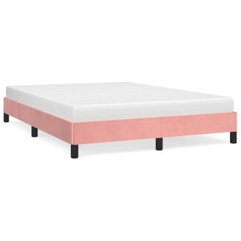 Estructura De Cama De Terciopelo Rosa 140x200 Cm Vidaxl