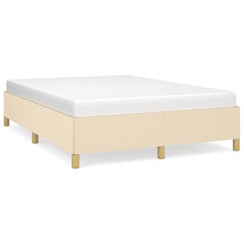 Estructura De Cama De Tela Color Crema 140x190 Cm Vidaxl