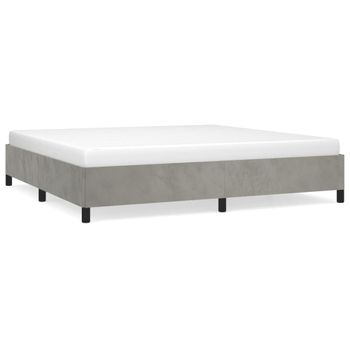 Estructura De Cama Sin Colchón Terciopelo Gris Claro 200x200 Cm Vidaxl