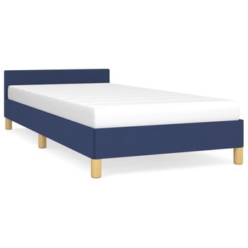 Estructura De Cama Con Cabecero Sin Colchón Tela Azul 90x190 Cm Vidaxl