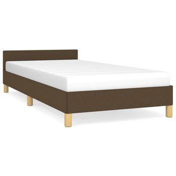 Estructura De Cama Sin Colchón Tela Marrón Oscuro 90x200 Cm Vidaxl