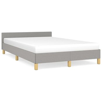 Estructura De Cama Con Cabecero De Tela Gris Claro 120x200 Cm Vidaxl