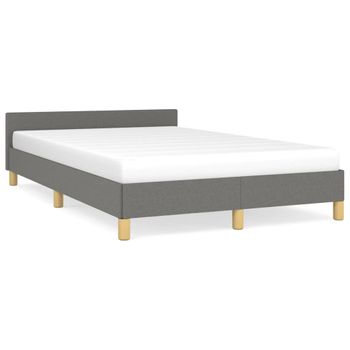 Estructura De Cama Con Cabecero De Tela Gris Oscuro 120x200 Cm Vidaxl