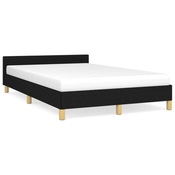 Estructura De Cama Con Cabecero De Tela Negro 120x200 Cm Vidaxl