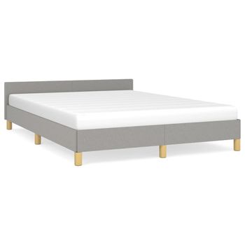 Estructura De Cama Con Cabecero De Tela Gris Claro 140x190 Cm Vidaxl