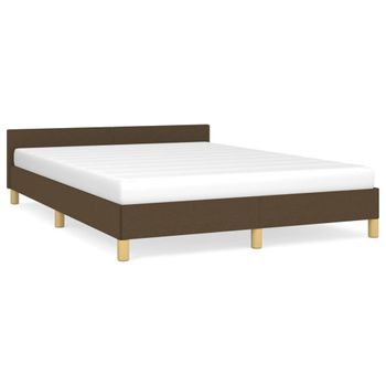 Estructura De Cama Con Cabecero De Tela Marrón Oscuro 140x190cm Vidaxl