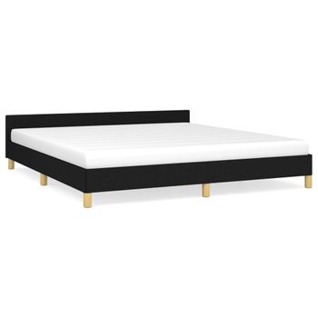 Estructura De Cama Con Cabecero De Tela Negro 160x200 Cm Vidaxl