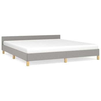 Estructura De Cama Con Cabecero Gris Claro Tela 180x200 Cm Vidaxl