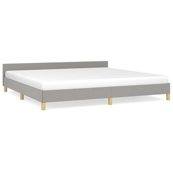 Estructura De Cama Con Cabecero De Tela Gris Claro 200x200 Cm Vidaxl