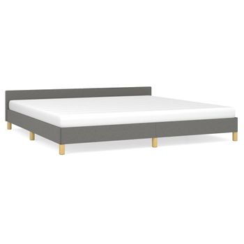 Estructura De Cama Con Cabecero Tela Gris Oscuro 200x200 Cm Vidaxl