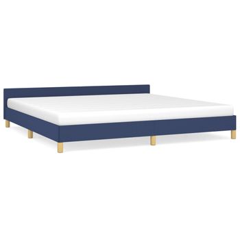 Estructura De Cama Con Cabecero De Tela Azul 200x200 Cm Vidaxl