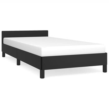 Estructura De Cama Con Cabecero Cuero Sintético Negro 80x200 Cm Vidaxl