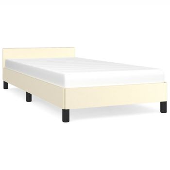 Estructura De Cama Con Cabecero Cuero Sintético Crema 80x200 Cm Vidaxl