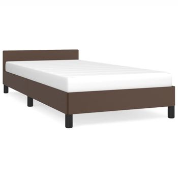 Estructura De Cama Con Cabecero Cuero Sintético Marrón 80x200cm Vidaxl