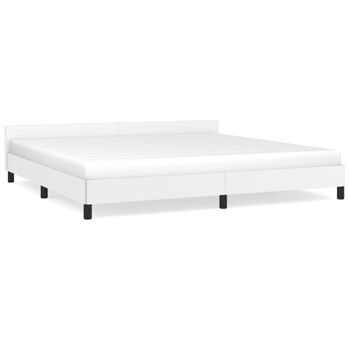 Estructura De Cama Cabecero Cuero Sintético Blanco 200x200 Cm Vidaxl