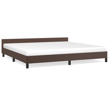 Estructura De Cama Cabecero Cuero Sintético Marrón 200x200 Cm Vidaxl