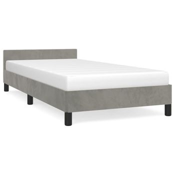 Estructura De Cama Con Cabecero Terciopelo Gris Claro 100x200cm Vidaxl