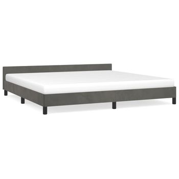 Estructura Cama Con Cabecero Terciopelo Gris Oscuro 200x200 Cm Vidaxl