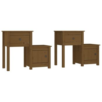 Mesitas De Noche 2 Uds Madera Pino Marrón Miel 79,5x38x65,5 Cm Vidaxl