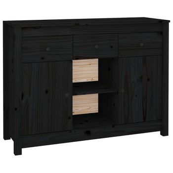 Aparador De Madera Maciza De Pino Negro 100x35x74,5 Cm Vidaxl