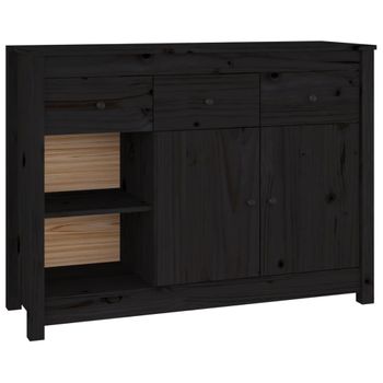 Aparador De Madera Maciza De Pino Negro 100x35x74 Cm Vidaxl