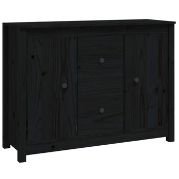 Aparador De Madera Maciza De Pino Negro 100x35x74 Cm Vidaxl