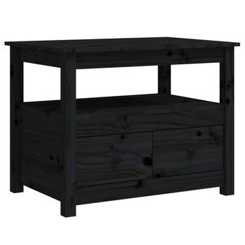 Mesa De Centro De Madera Maciza De Pino Negro 71x49x55 Cm Vidaxl