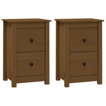 Mesitas De Noche 2 Uds Madera De Pino Marrón Miel 40x35x61,5 Cm Vidaxl