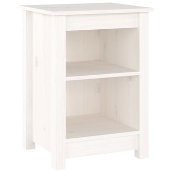 Mesita De Noche Madera Maciza De Pino Blanco 40x35x55 Cm Vidaxl