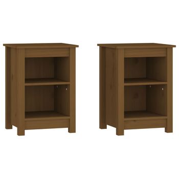 Mesitas De Noche 2 Uds Madera De Pino Marrón Miel 40x35x55 Cm Vidaxl