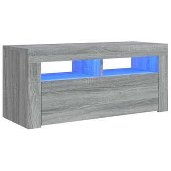 Mueble De Tv Con Luces Led Gris Sonoma 90x35x40 Cm Vidaxl